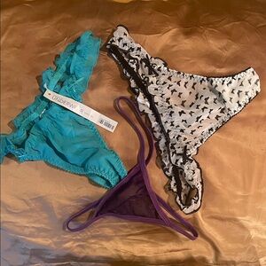 Topshop Multicolor Sheer Silky Thong Panties Set